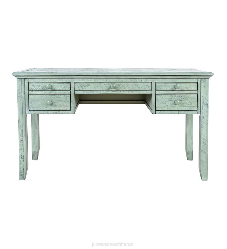 Plow & Hearth meubles Bureau de la centrale électrique de Chelsea avec ports USB et prises de courant - Scrimshaw Whitewash 0BNZ2121