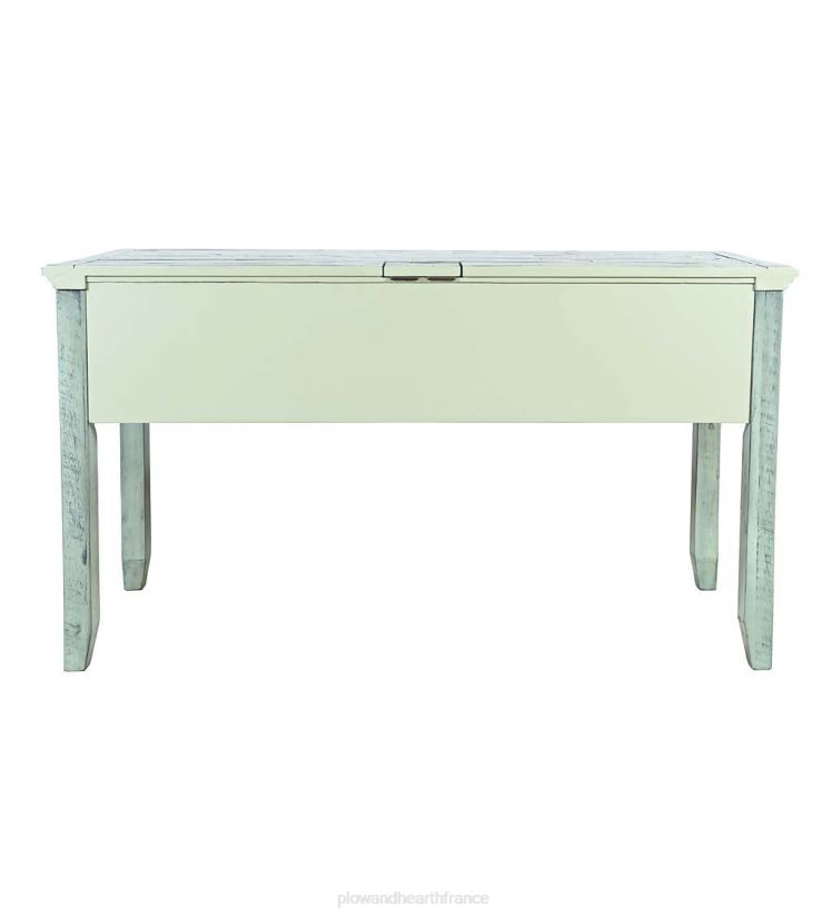 Plow & Hearth meubles Bureau de la centrale électrique de Chelsea avec ports USB et prises de courant - Scrimshaw Whitewash 0BNZ2121