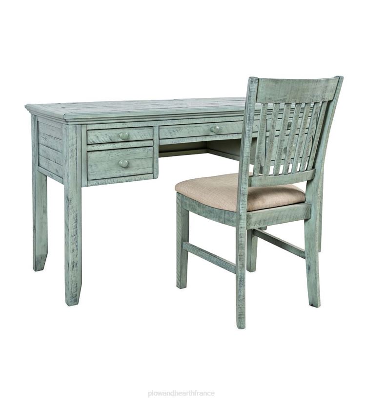 Plow & Hearth meubles Bureau de la centrale électrique de Chelsea avec ports USB et prises de courant - Scrimshaw Whitewash 0BNZ2121