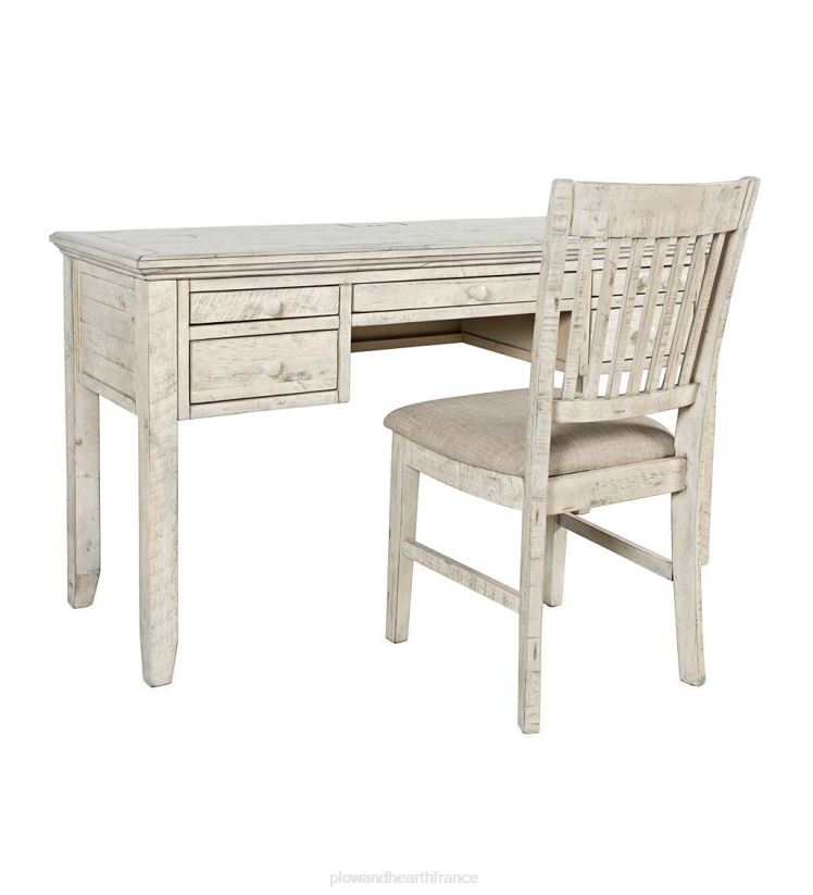 Plow & Hearth meubles Bureau de la centrale électrique de Chelsea avec ports USB et prises de courant - Scrimshaw Whitewash 0BNZ2121