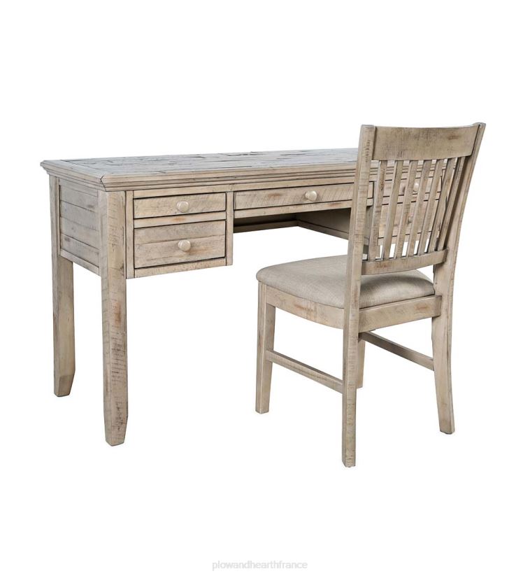 Plow & Hearth meubles Bureau de la centrale électrique de Chelsea avec ports USB et prises de courant - Scrimshaw Whitewash 0BNZ2121