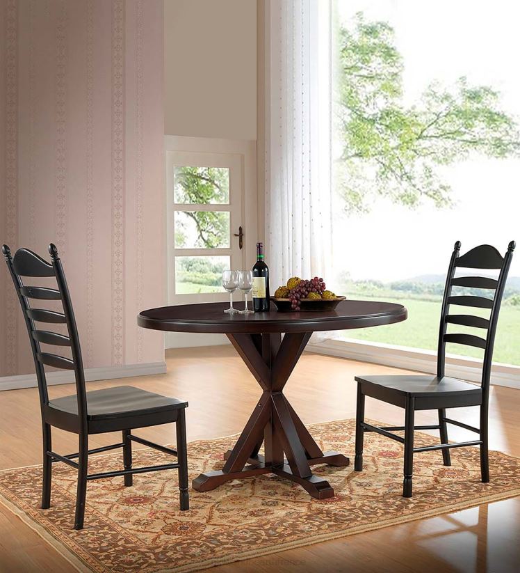 Plow & Hearth meubles Table à manger ronde à tréteaux de 48