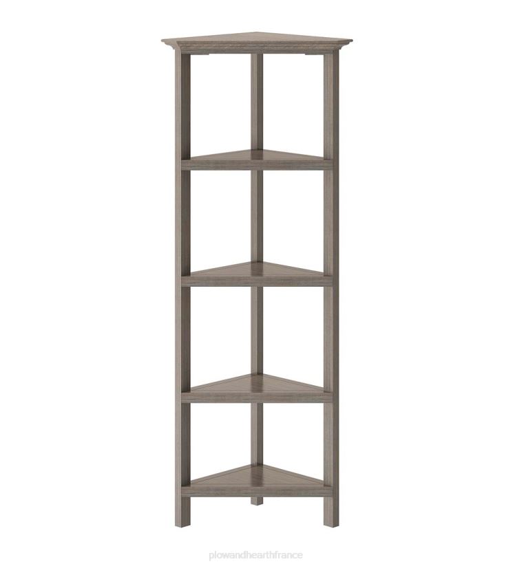Plow & Hearth meubles bibliothèque d'angle à quatre étagères de ferme - gris délavé 0BNZ2100