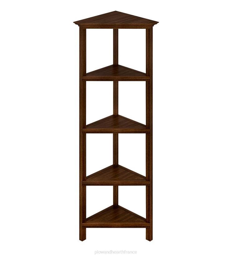 Plow & Hearth meubles bibliothèque d'angle à quatre étagères de ferme - gris délavé 0BNZ2100