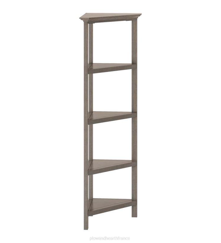 Plow & Hearth meubles bibliothèque d'angle à quatre étagères de ferme - gris délavé 0BNZ2100