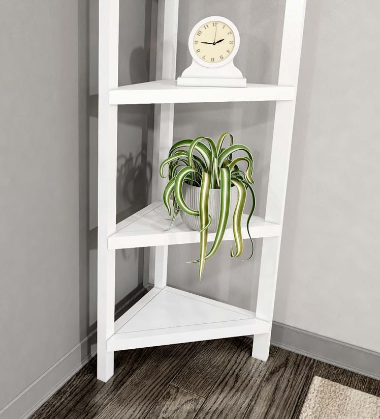 Plow & Hearth meubles bibliothèque d'angle à quatre étagères de ferme - gris délavé 0BNZ2100