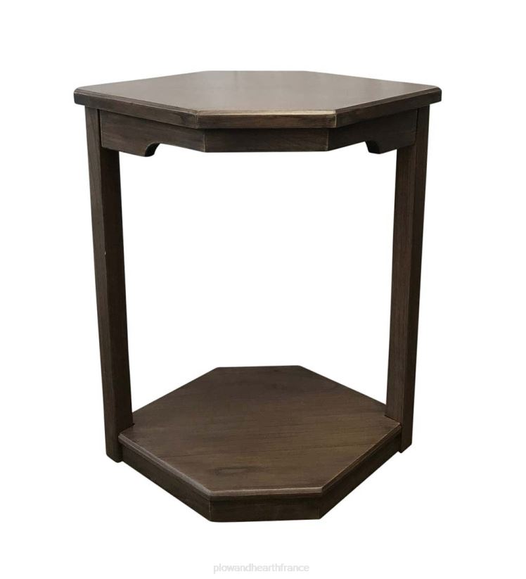 Plow & Hearth meubles Table hexagonale Holden de la collection Farmhouse de Laurel Ridge - gris/cacao 0BNZ2116