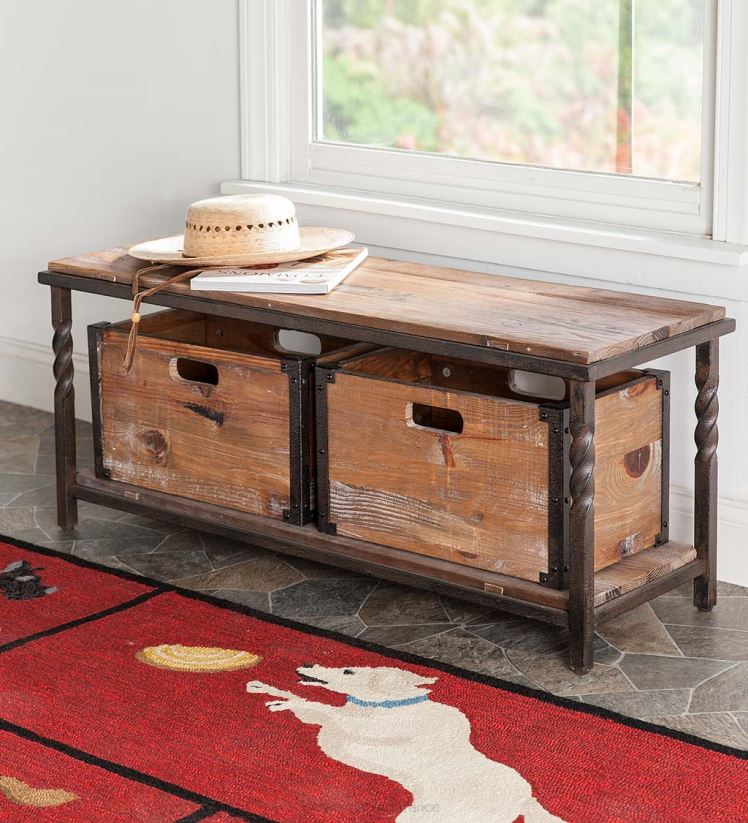 Plow & Hearth meubles caisses de rangement en bois rustique Deep Creek, ensemble de 2 0BNZ2108