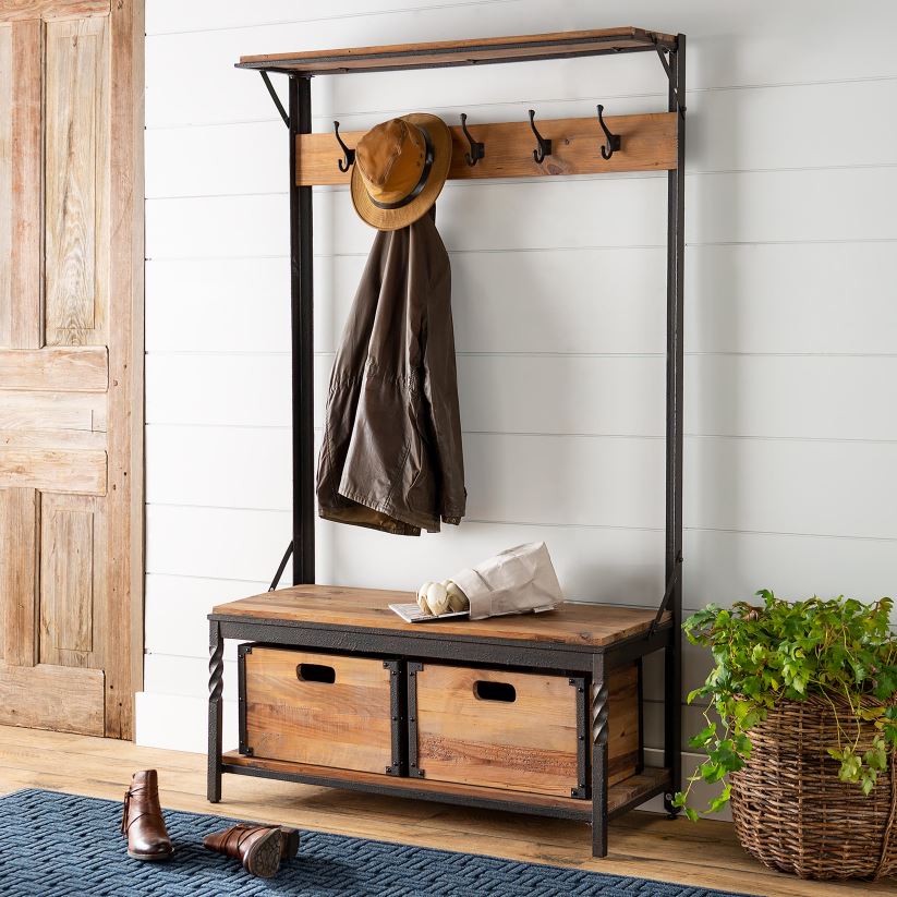 Plow & Hearth meubles caisses de rangement en bois rustique Deep Creek, ensemble de 2 0BNZ2108
