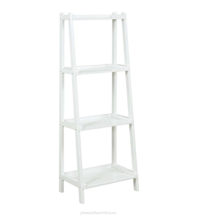 Plow & Hearth meubles étagère échelle penchée en bois à 4 niveaux de ferme - blanc 0BNZ2119