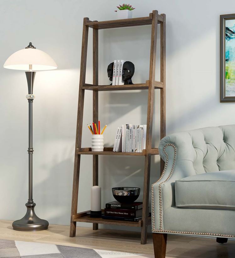 Plow & Hearth meubles étagère échelle penchée en bois à 4 niveaux de ferme - blanc 0BNZ2119