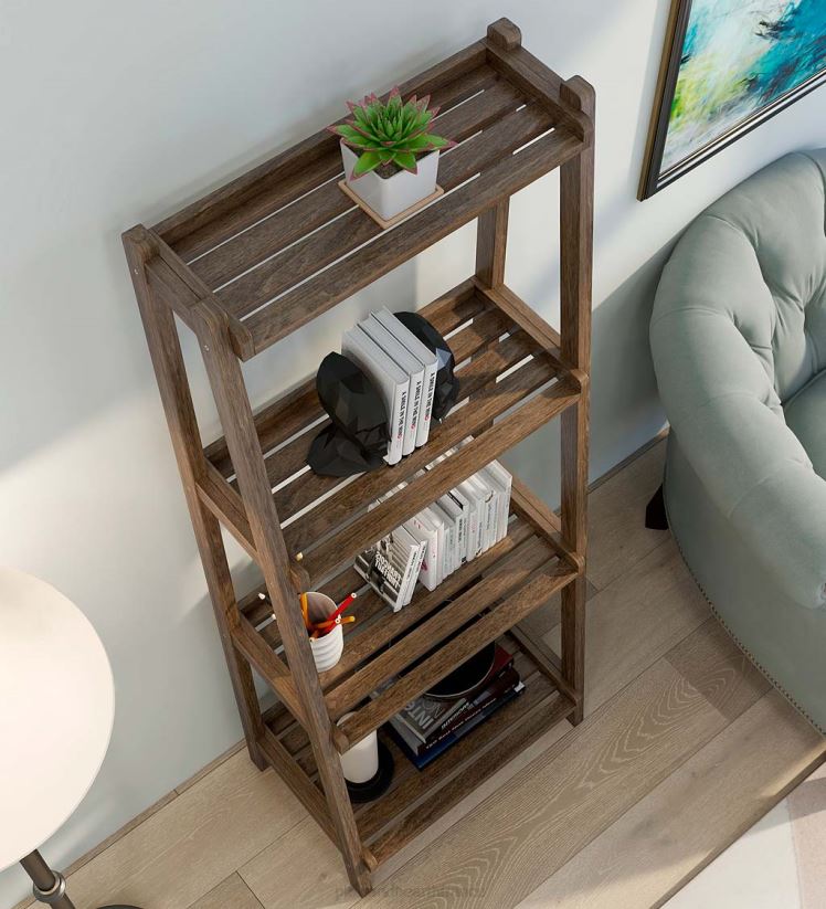 Plow & Hearth meubles étagère échelle penchée en bois à 4 niveaux de ferme - blanc 0BNZ2119