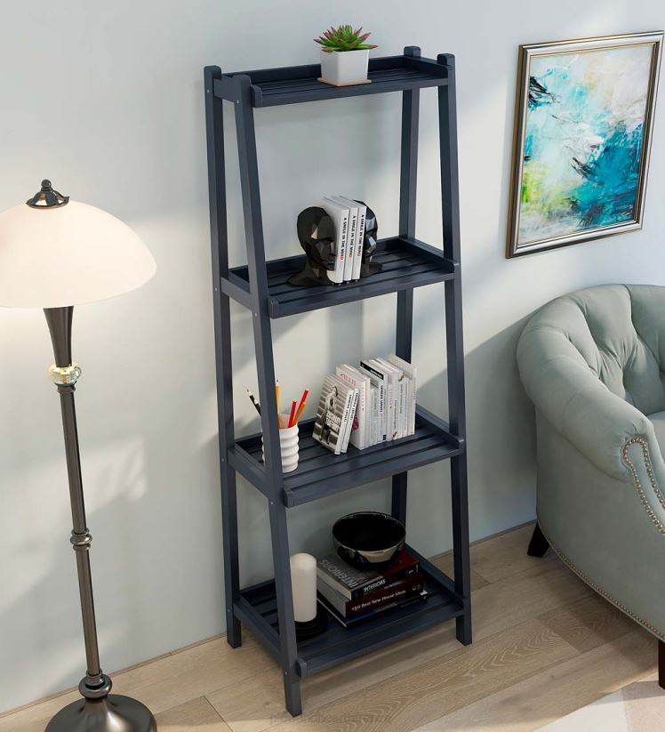 Plow & Hearth meubles étagère échelle penchée en bois à 4 niveaux de ferme - blanc 0BNZ2119