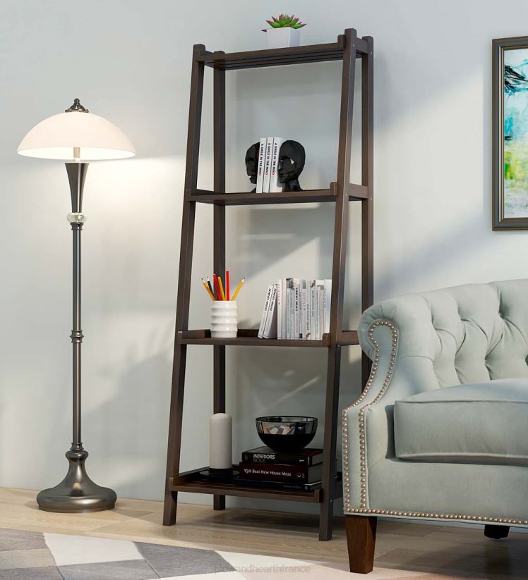 Plow & Hearth meubles étagère échelle penchée en bois à 4 niveaux de ferme - blanc 0BNZ2119