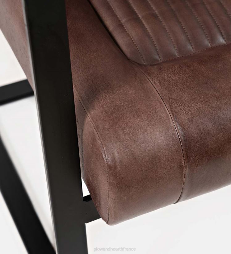 Plow & Hearth meubles Fauteuil d'appoint Wayne en cuir et acier - sienne foncée 0BNZ2031