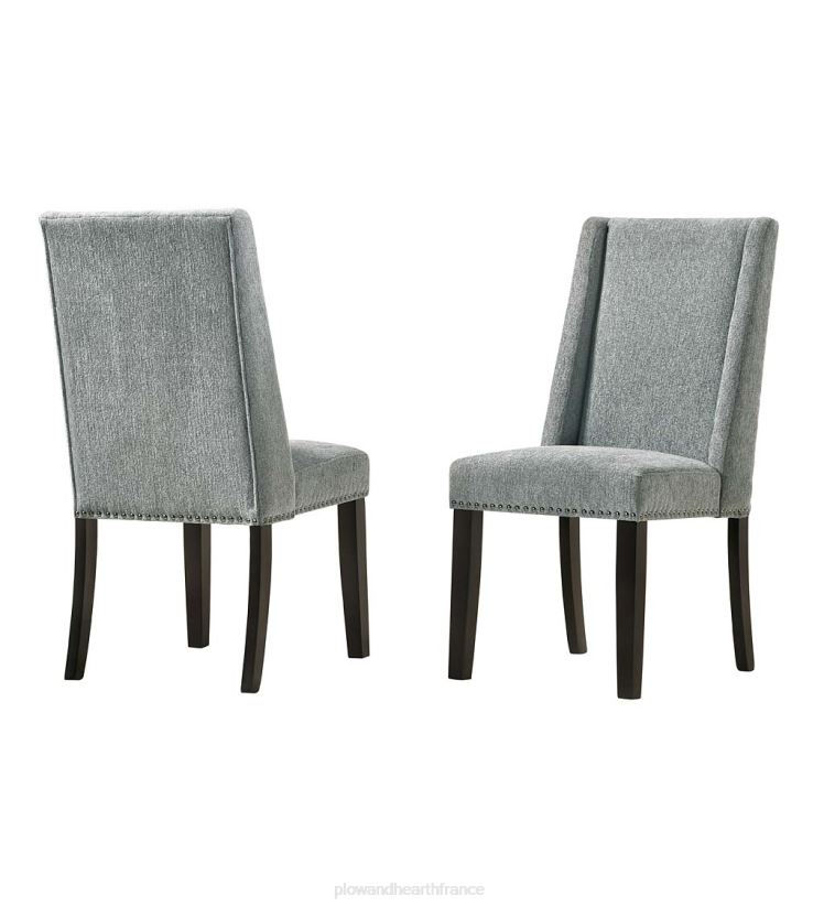Plow & Hearth meubles chaises de salle à manger rembourrées lana, lot de 2 - gris anthracite/espresso 0BNZ2037