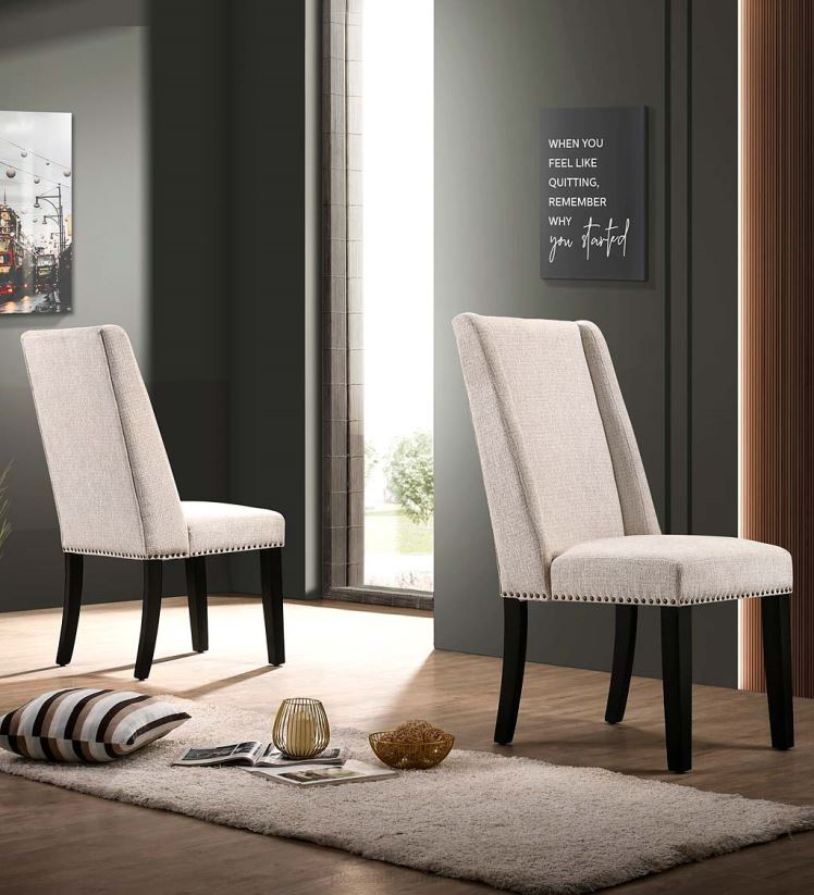 Plow & Hearth meubles chaises de salle à manger rembourrées lana, lot de 2 - gris anthracite/espresso 0BNZ2037