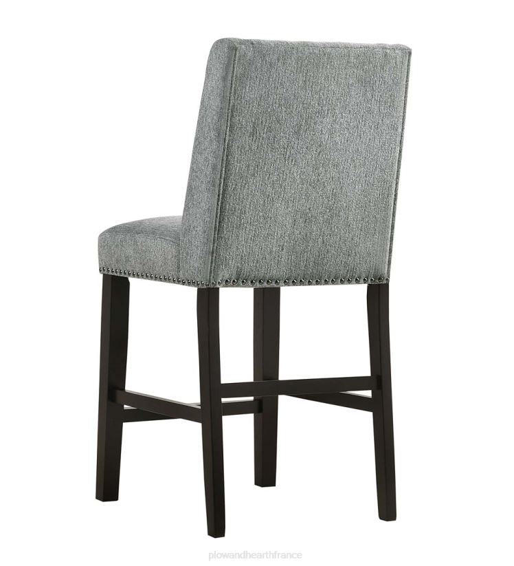 Plow & Hearth meubles tabourets de comptoir rembourrés de style chaise de 24 po, ensemble de 2 - gris anthracite/espresso 0BNZ2038
