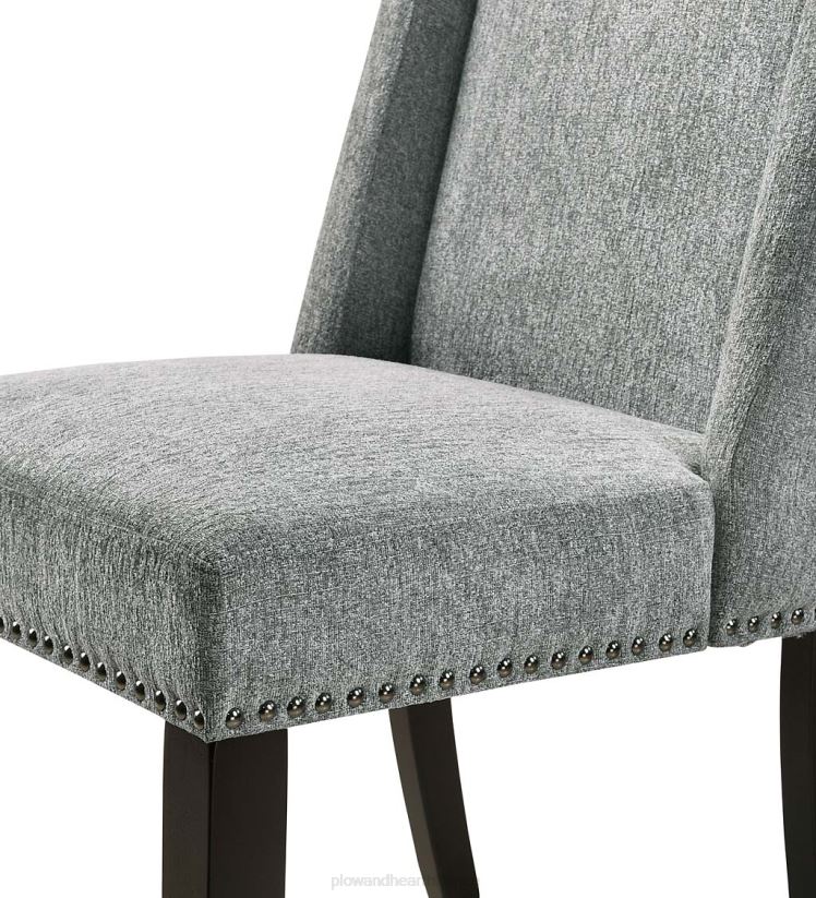 Plow & Hearth meubles tabourets de comptoir rembourrés de style chaise de 24 po, ensemble de 2 - gris anthracite/espresso 0BNZ2038