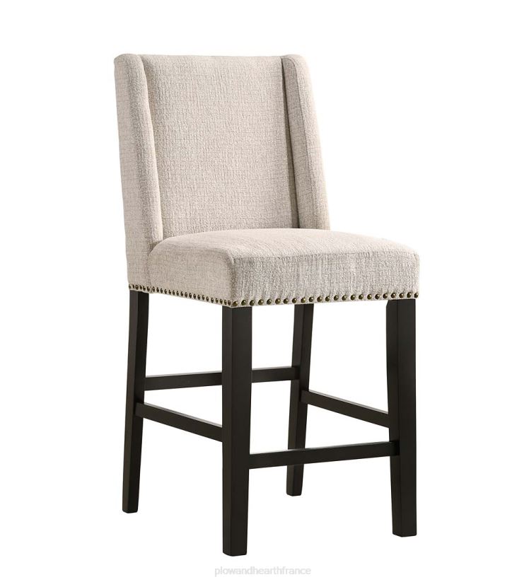 Plow & Hearth meubles tabourets de comptoir rembourrés de style chaise de 24 po, ensemble de 2 - gris anthracite/espresso 0BNZ2038