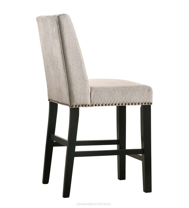 Plow & Hearth meubles tabourets de comptoir rembourrés de style chaise de 24 po, ensemble de 2 - gris anthracite/espresso 0BNZ2038