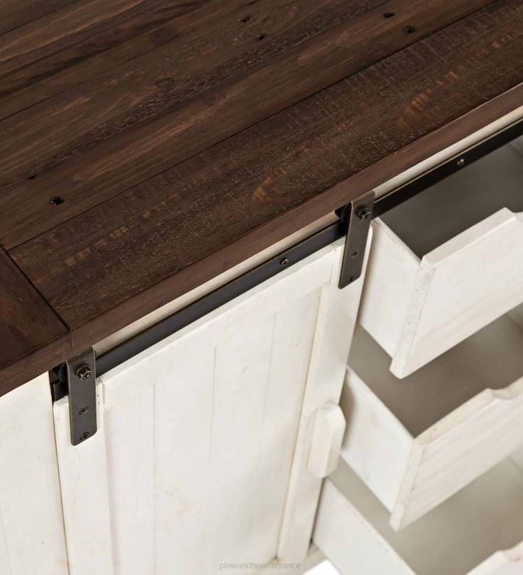 Plow & Hearth meubles armoire de rangement en bois à porte de grange Cape Charles - blanc 0BNZ2082