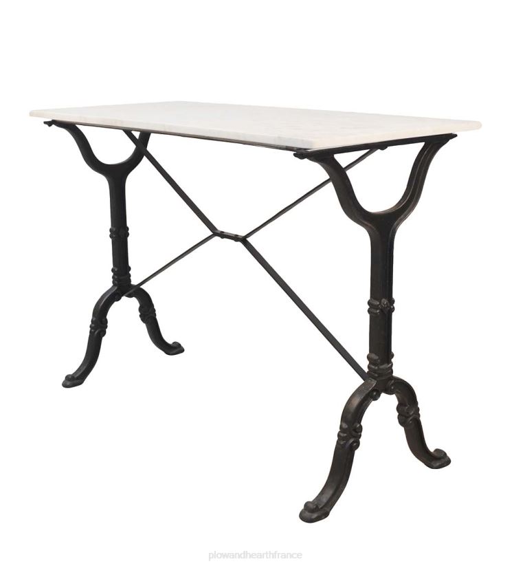 Plow & Hearth meubles Table console en fonte avec plateau en marbre de 30" de hauteur - blanc 0BNZ2092