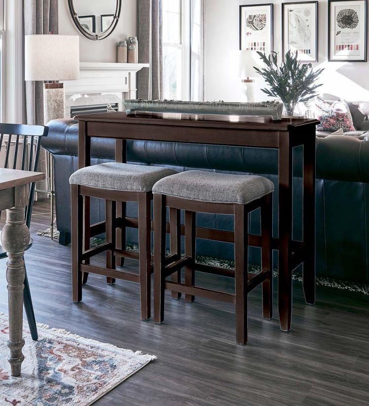 Plow & Hearth meubles ensemble de table de canapé avec tabourets en forme de selle - expresso 0BNZ2087