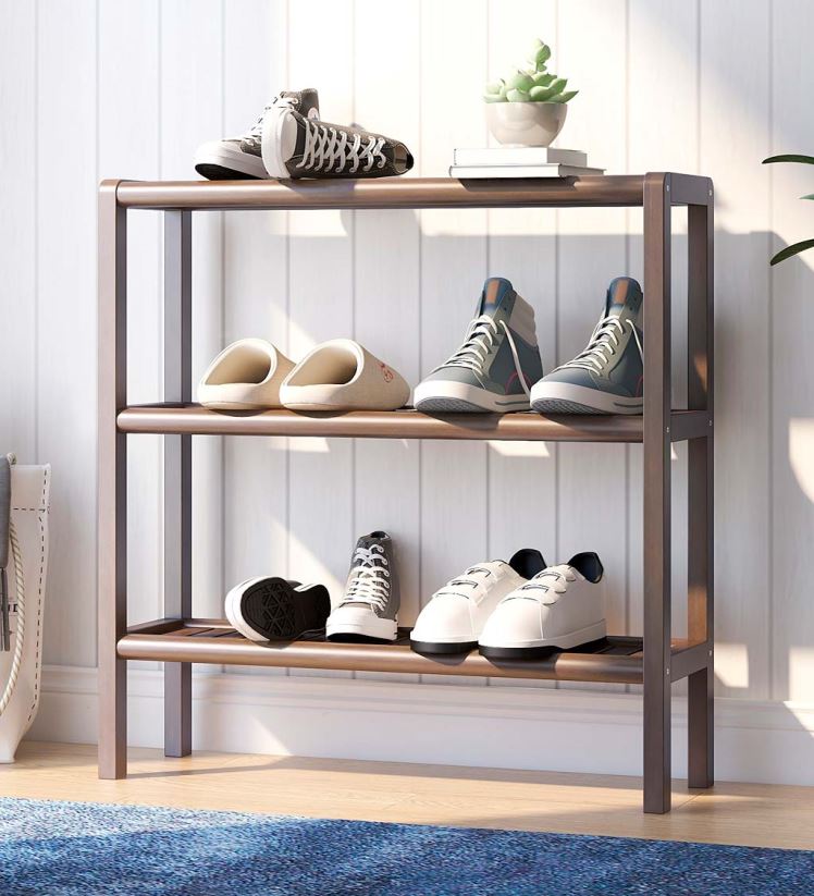 Plow & Hearth meubles support de rangement de bibliothèque console à trois étagères de ferme - châtaignier antique 0BNZ2090