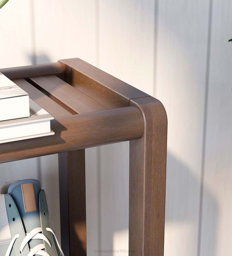 Plow & Hearth meubles support de rangement de bibliothèque console à trois étagères de ferme - châtaignier antique 0BNZ2090