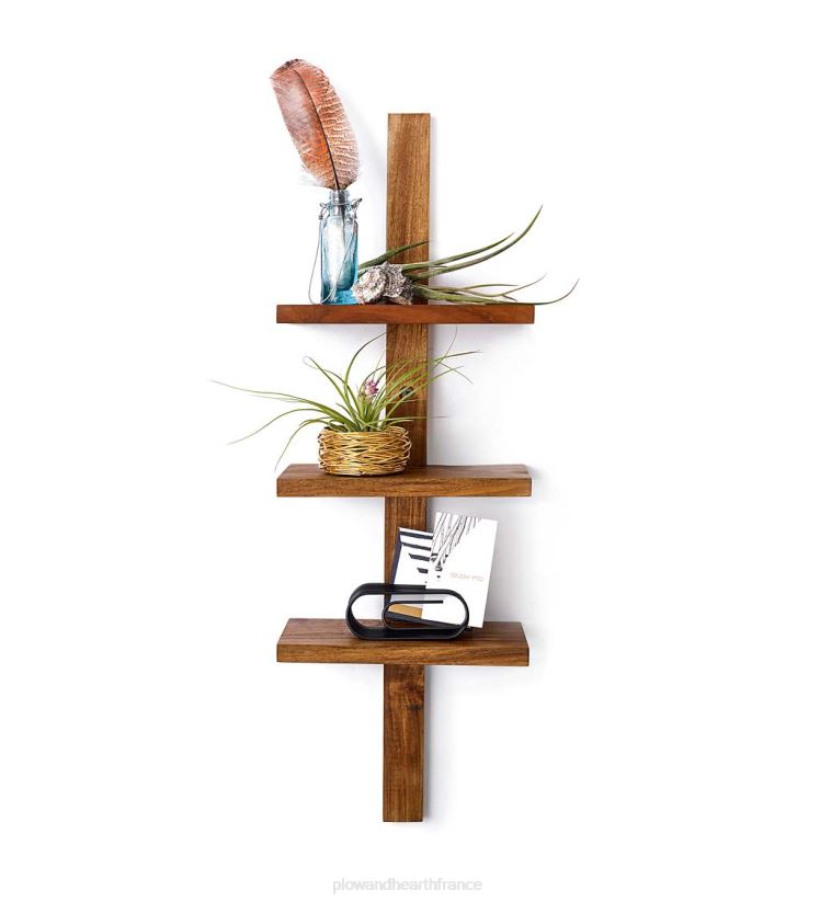 Plow & Hearth meubles mini étagère murale en teck 0BNZ2314