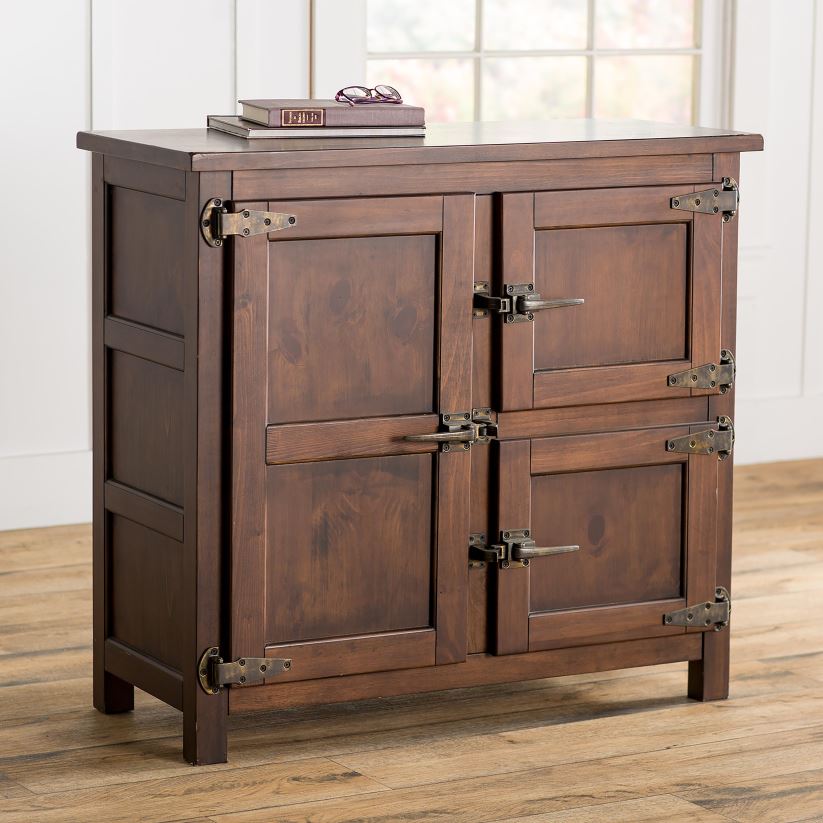 Plow & Hearth meubles Table console en bois avec glacière Portland avec quincaillerie réplique - noyer 0BNZ1979