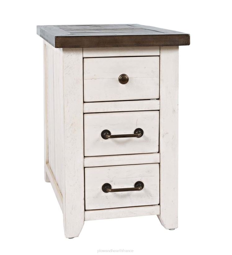 Plow & Hearth meubles Table d'appoint en bois récupéré de Cape Charles avec ports USB - Blanc 0BNZ1987