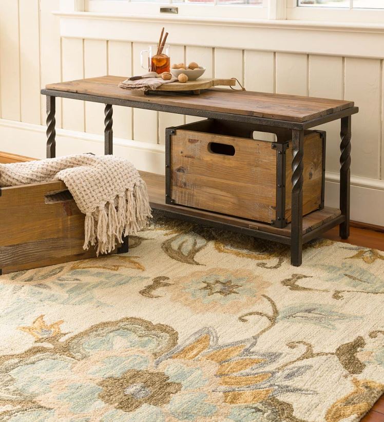 Plow & Hearth meubles banc/table de ruisseau profond avec structure en métal et bois rustique 0BNZ1975