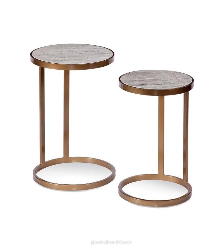 Plow & Hearth meubles ensemble de table gigogne moderne en béton - or 0BNZ2016