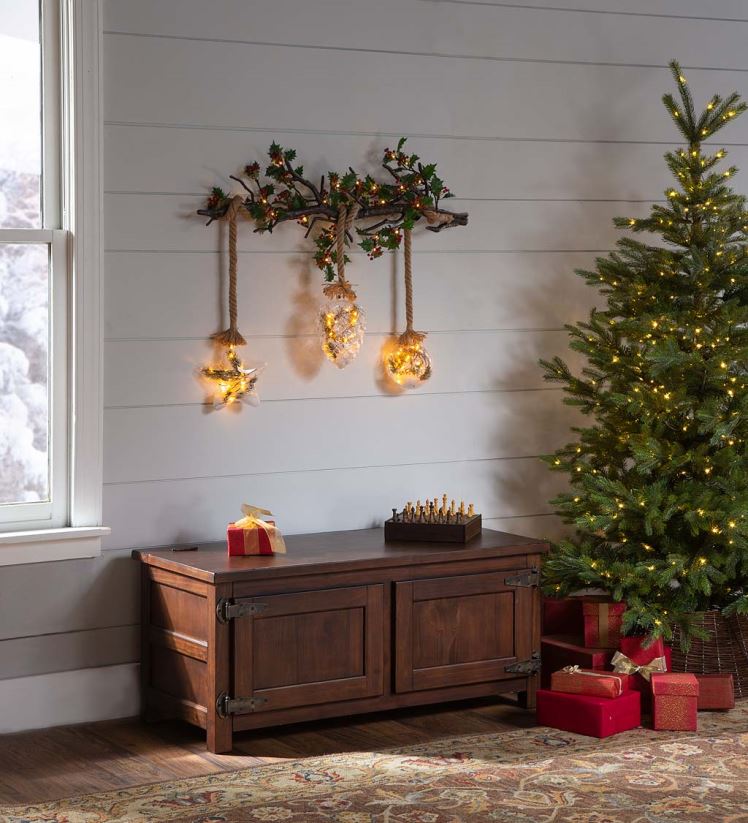 Plow & Hearth meubles table basse/banc en bois de glacière Portland avec quincaillerie réplique - noyer 0BNZ1984