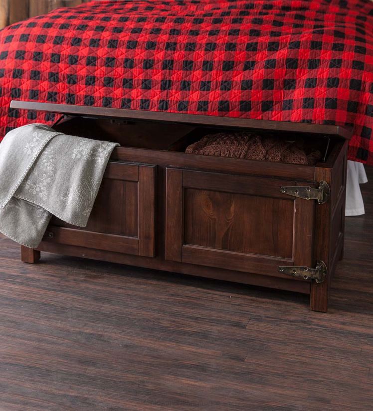 Plow & Hearth meubles table basse/banc en bois de glacière Portland avec quincaillerie réplique - noyer 0BNZ1984