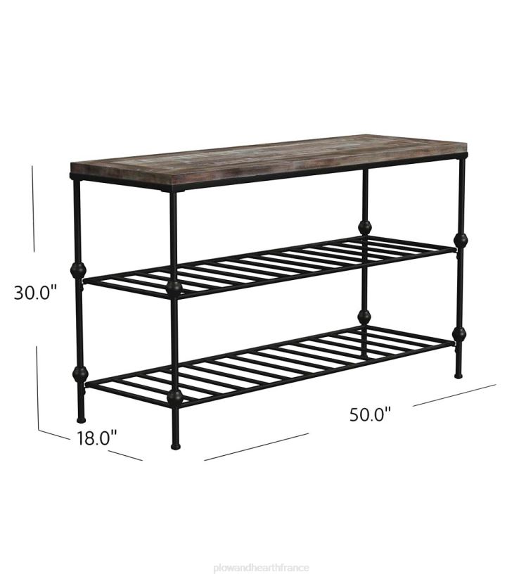 Plow & Hearth meubles table console en pin avec étagères à rayons 0BNZ2004