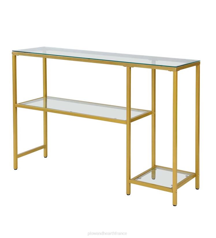 Plow & Hearth meubles table console multifonctionnelle en verre trempé avec étagères - or 0BNZ2007