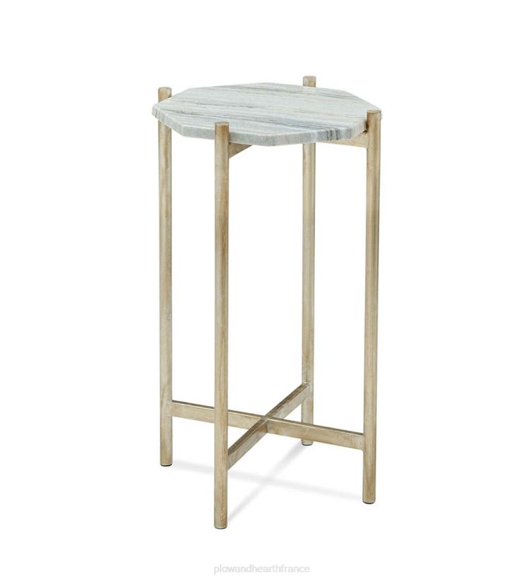 Plow & Hearth meubles table d'appoint art déco en marbre - argent 0BNZ1997