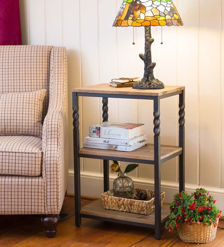 Plow & Hearth meubles table de bout Deep Creek avec étagères 0BNZ1973