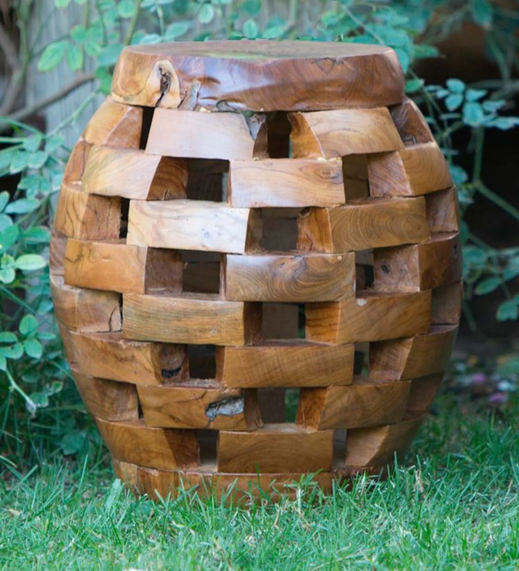 Plow & Hearth meubles tabouret puzzle ovale en teck habini 0BNZ2005