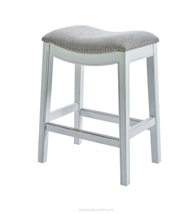 Plow & Hearth meubles Tabouret de bar avec siège en selle Clara - blanc 0BNZ2056