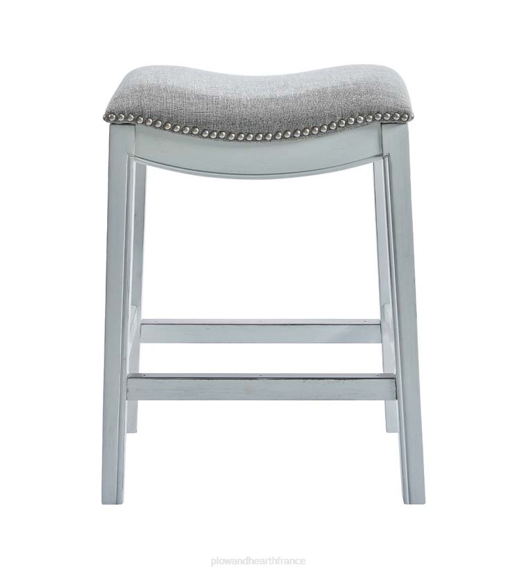 Plow & Hearth meubles Tabouret de bar avec siège en selle Clara - blanc 0BNZ2056