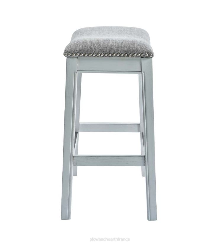 Plow & Hearth meubles Tabouret de bar avec siège en selle Clara - blanc 0BNZ2056