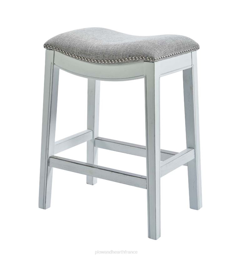 Plow & Hearth meubles Tabouret de bar haut en forme de selle Clara - blanc 0BNZ2055