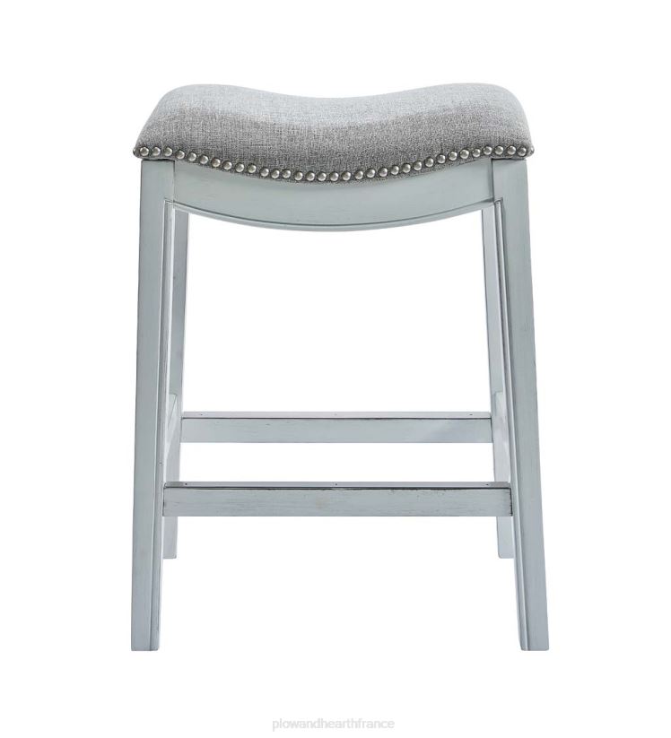 Plow & Hearth meubles Tabouret de bar haut en forme de selle Clara - blanc 0BNZ2055