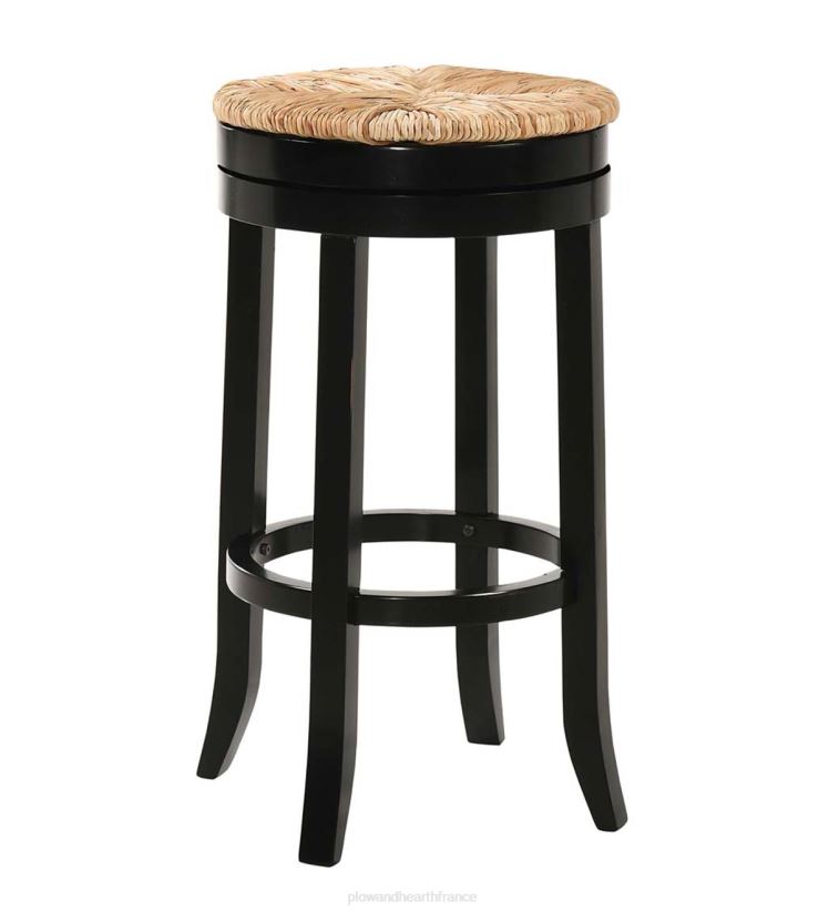Plow & Hearth meubles Tabouret de bar pivotant à siège rond en jonc de 30" - noir antique 0BNZ2045