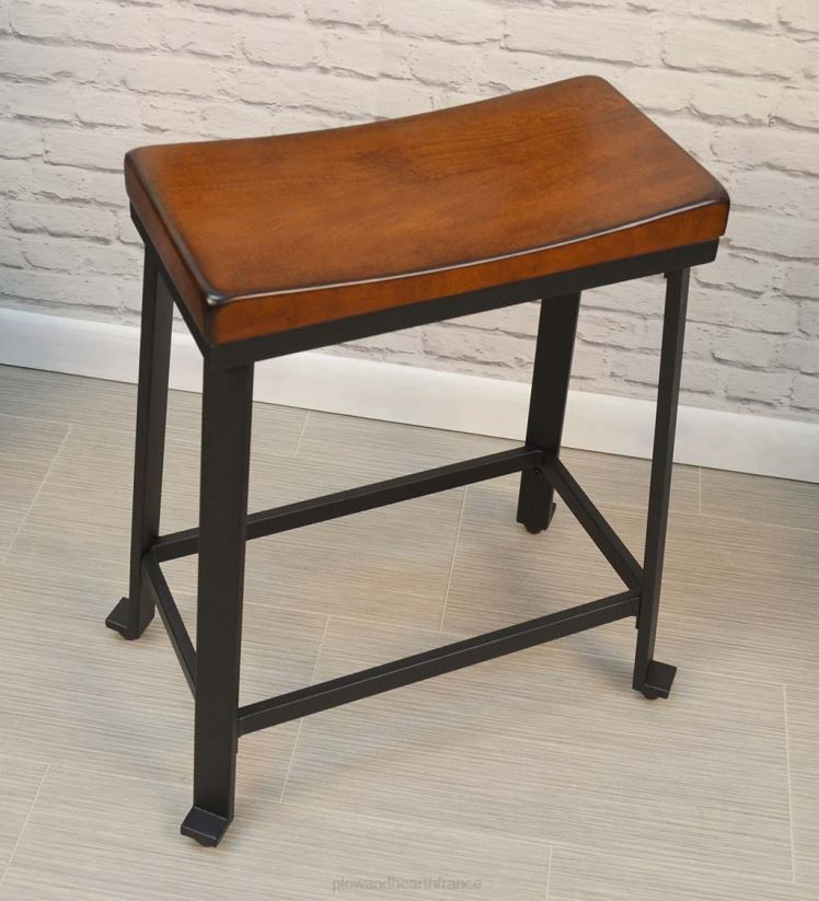 Plow & Hearth meubles tabouret selle en bois et métal - châtaignier 0BNZ2053