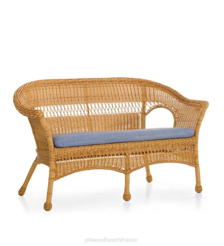 Plow & Hearth meubles causeuse en résine tressée facile d'entretien - noir 0BNZ3158